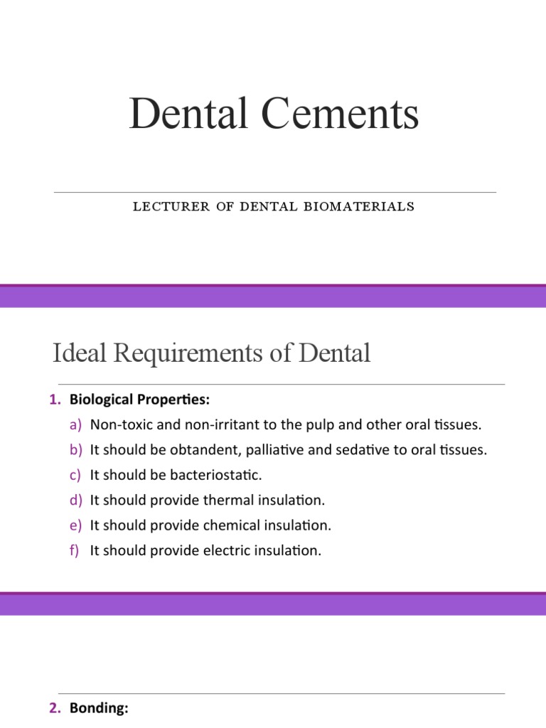Essential Properties of Dental Cements | PDF | Dental Composite ...