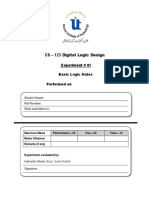 CS - 123 Digital Logic Design Experiment #2