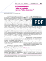 Reflexiones para No Economistas Sobre Modelos Teóricos, Fallas de Pronóstico y Otras Causas de Error en Política Económica