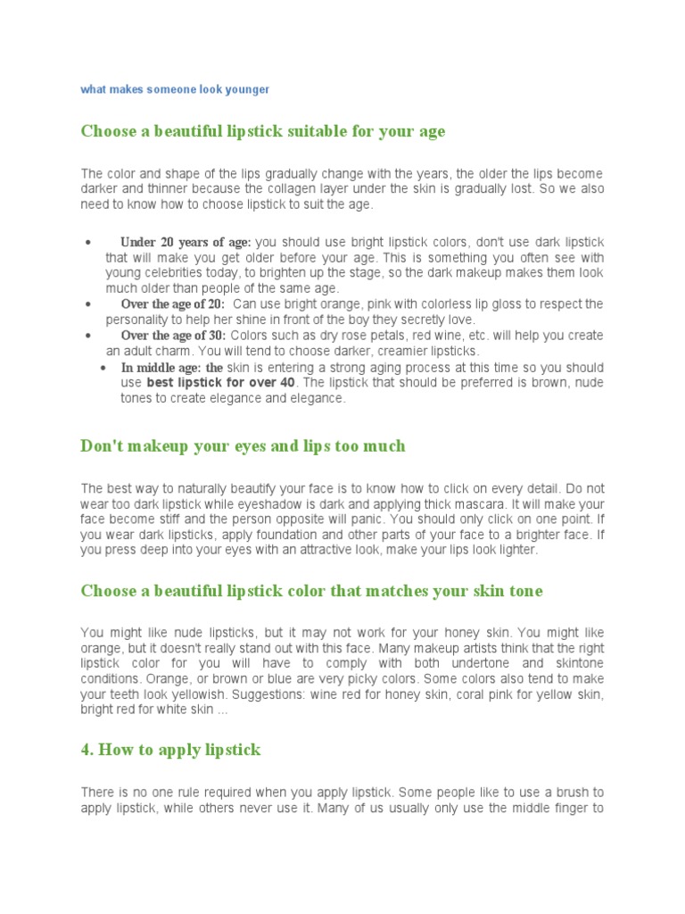 What Makes Someone Look Younger | PDF | Lip