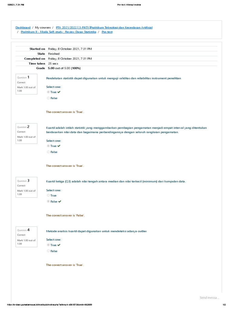 Pre Test Attempt Review Pdf