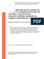 Iglesias, Susana y Cohn, Maria Paula (2015). Presion ejercida por los padres en relacion al rendimiento escolar de sus hijos una forma de (..)