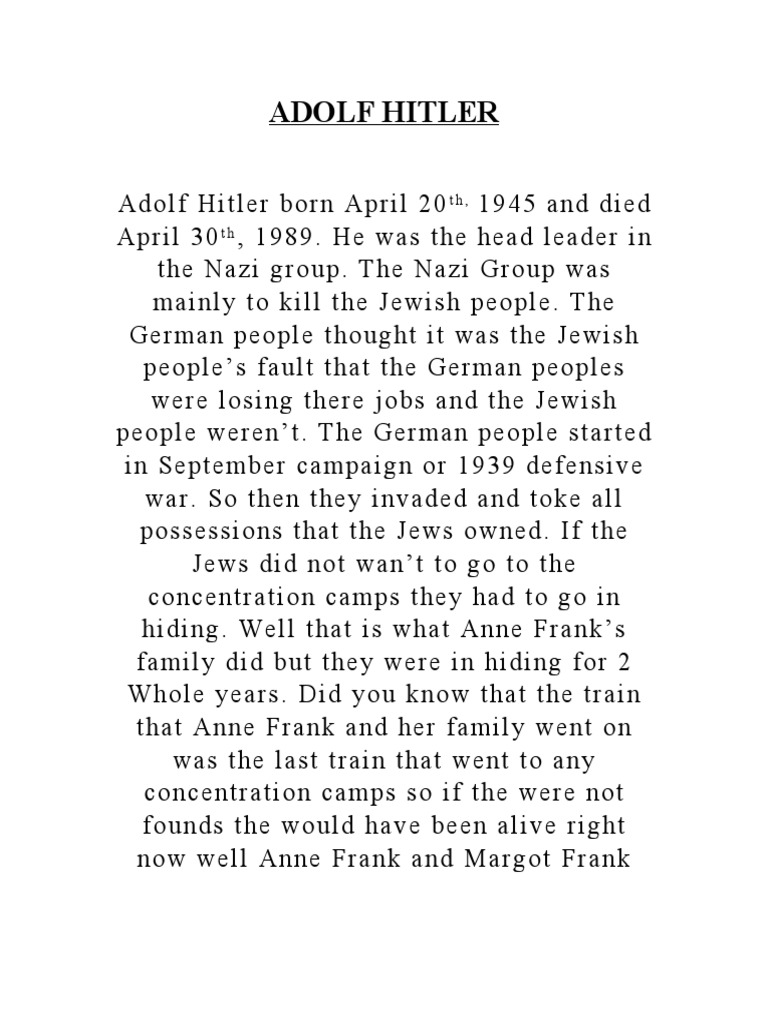 Adolf Hitler and the Jewish Persecution | PDF