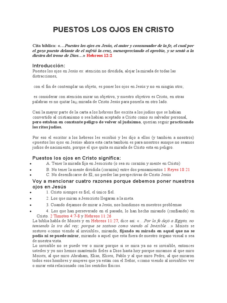 Puestos Los Ojos En Cristo Pdf Jesús Cristo Título