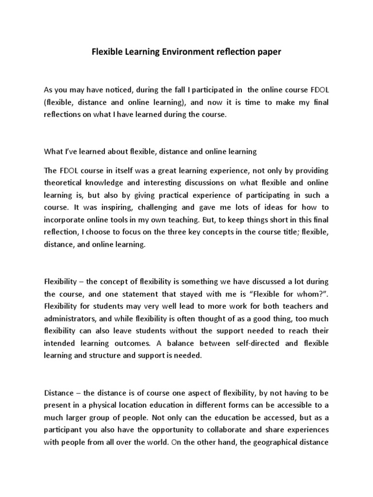 Reflection on Flexible Learning Environments | PDF | Educational ...