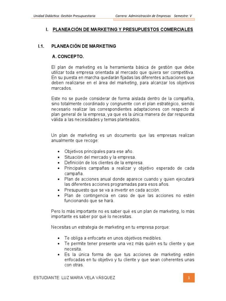 Presupuesto en el Plan de Marketing | PDF | Presupuesto | Marketing
