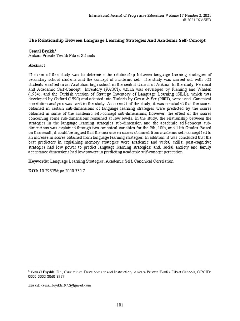 The Relationship Between Language Learning Strategies and Academic Self ...