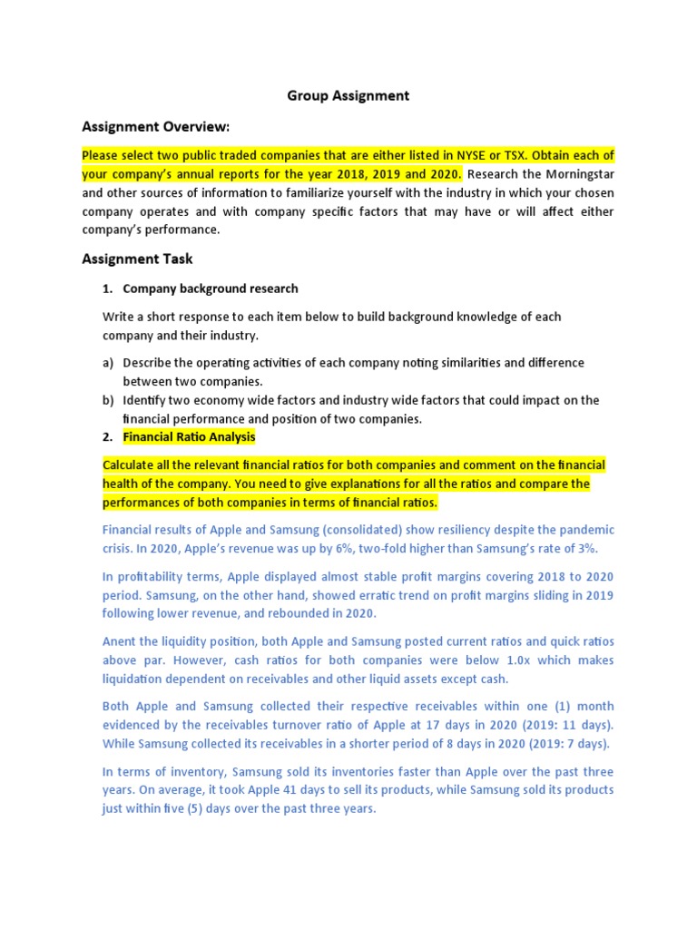Financial Analysis of Apple and Samsung | PDF | Debt | Apple Inc.