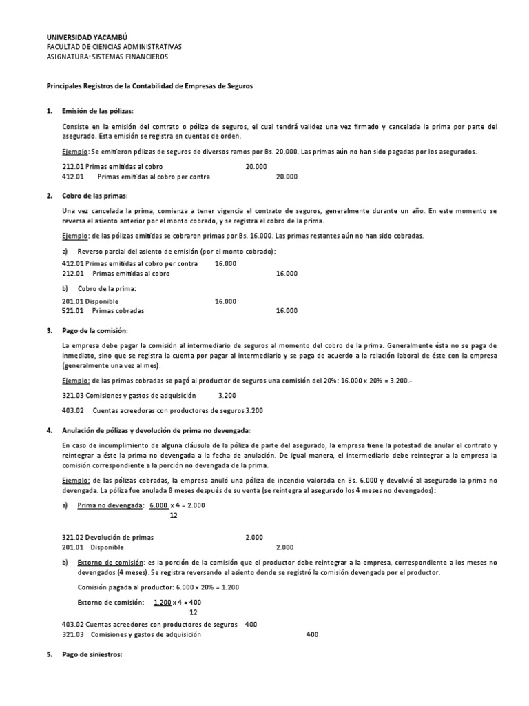 Contabilidad de Empresas de Seguros | PDF | Póliza de seguros | Seguro
