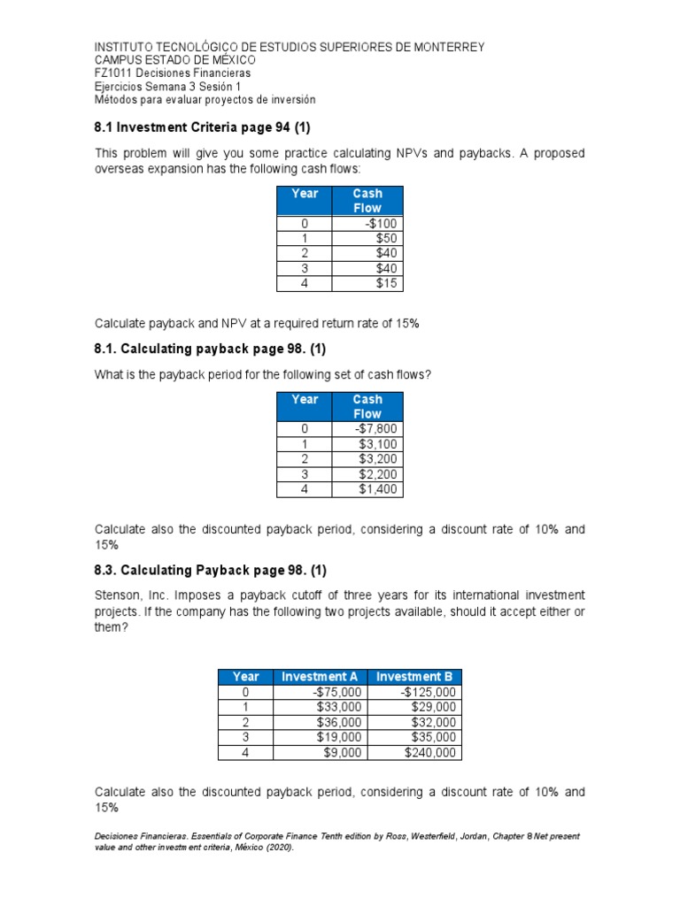 Investment Project Evaluation Methods | PDF | Net Present Value ...