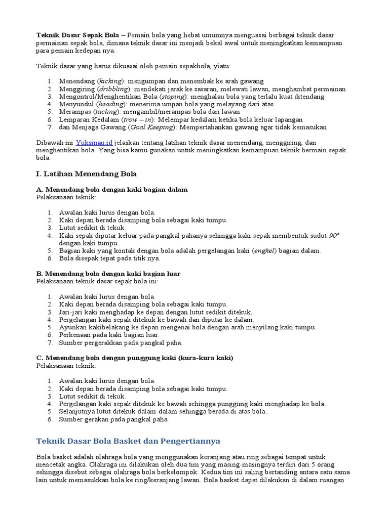 Teknik Dasar Sepak Bola Pdf