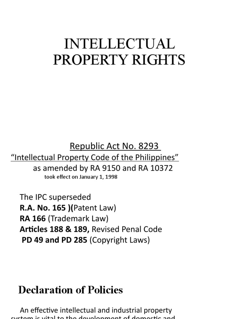 An Overview of Intellectual Property Rights and the Intellectual