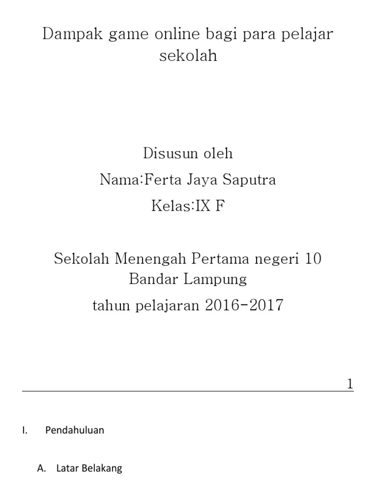 Dampak Game Online Bagi para Pelajar Sekolah PDF