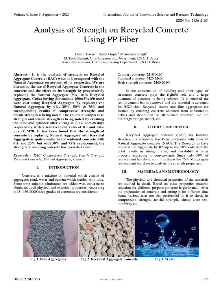 Strength Analysis of Recycled Concrete | PDF | Concrete | Construction ...
