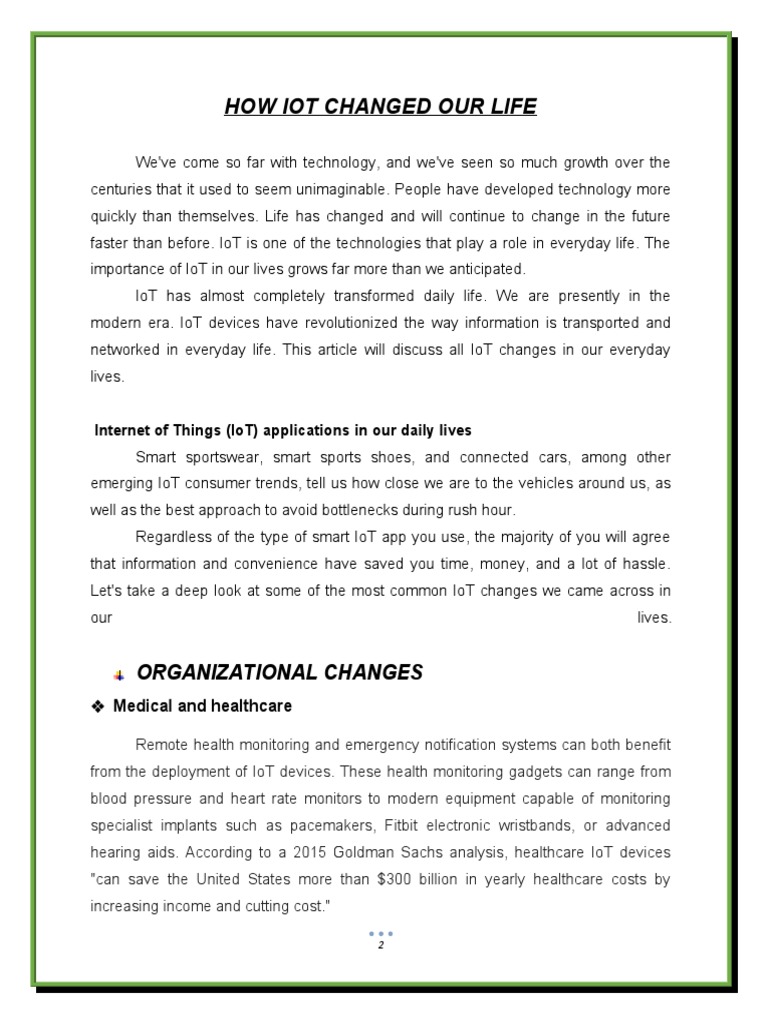 How IoT Changed Our Life | PDF | Internet Of Things | Automation