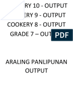 Cookery 10 - Output Cookery 9 - Output Cookery 8 - Output Grade 7 - Output