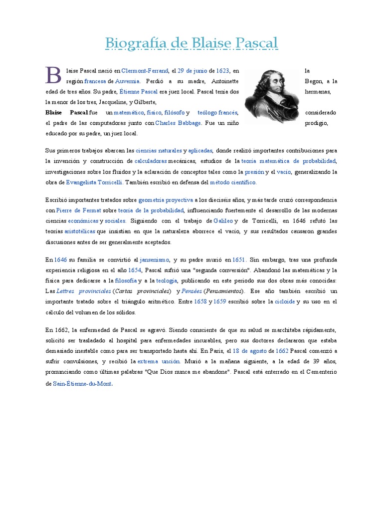 Image Result For Biografia De Blaise Pascal Biografias Y Vidas