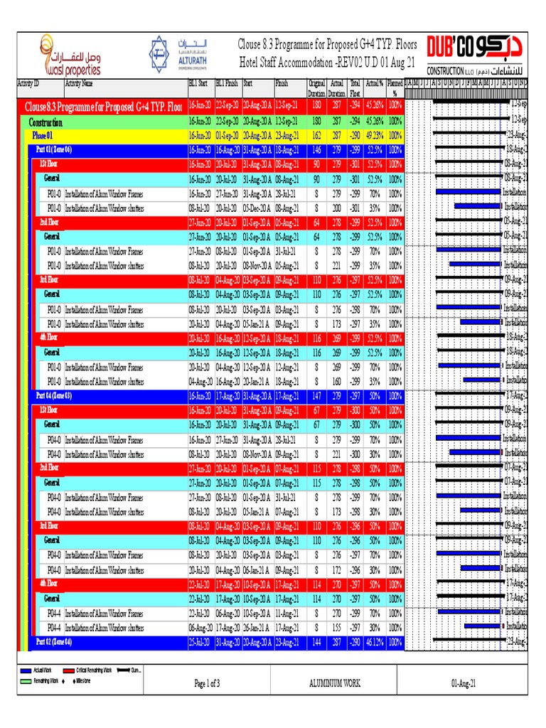 G+4 TYP Floor Construction Schedule | PDF | Architectural Elements