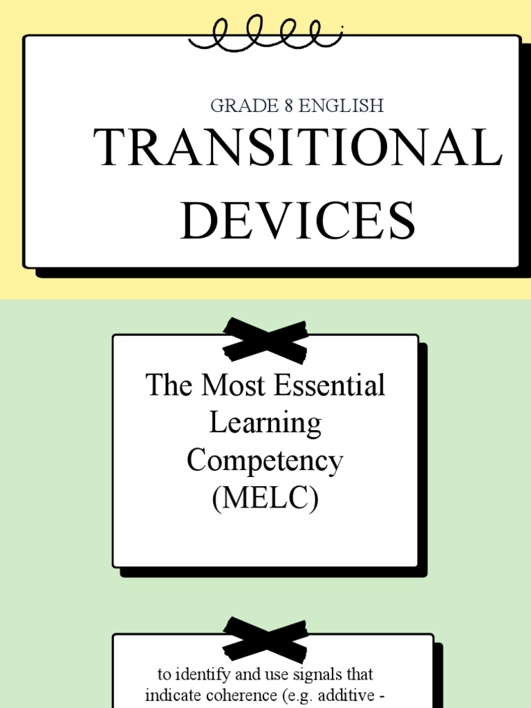 Transitional Devices Grade 8 English PDF Verb Subject (Grammar)