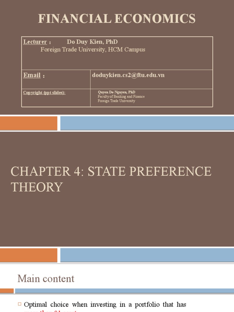 FINECO 04 State Preference Theory | PDF | Prices | Arbitrage