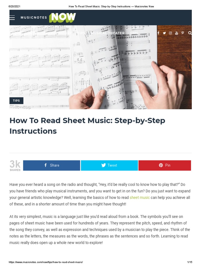 How To Read Sheet Music - Step-by-Step Instructions - Musicnotes Now ...