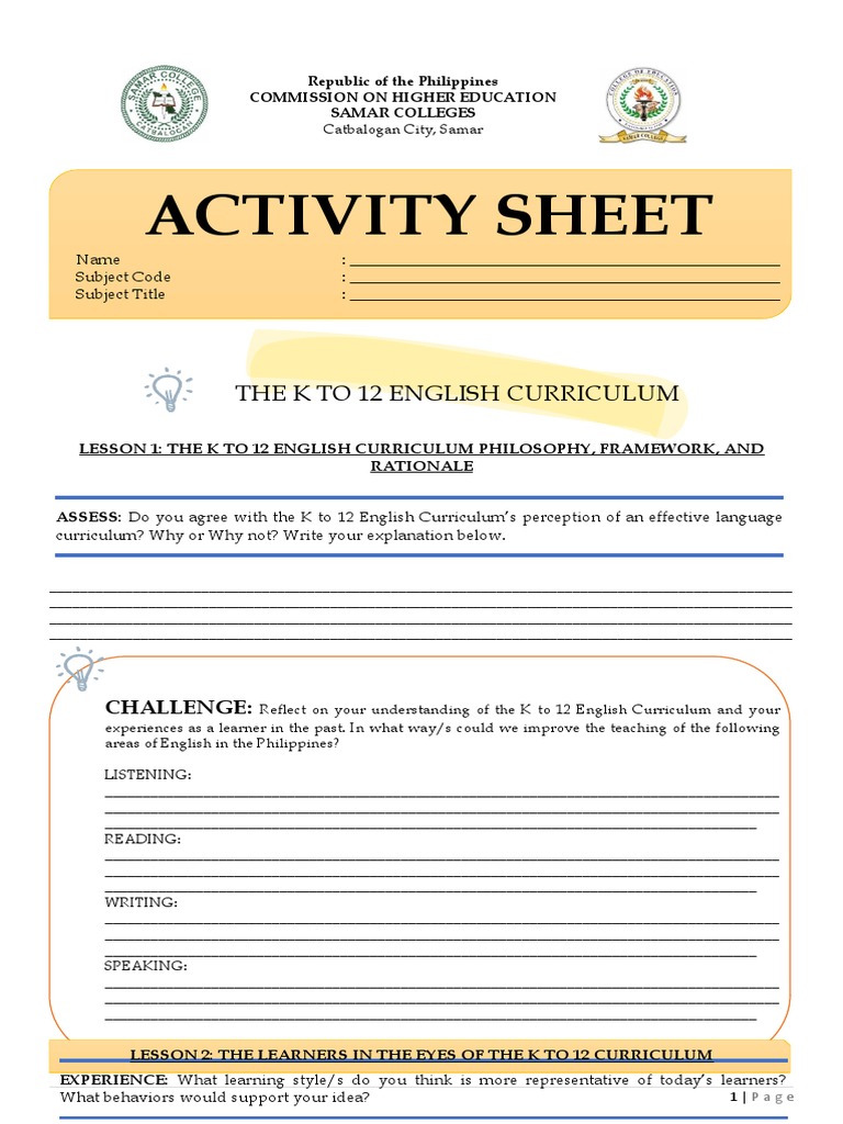 K 12 Education Worksheets
