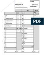 Reading Answer Sheet For Students