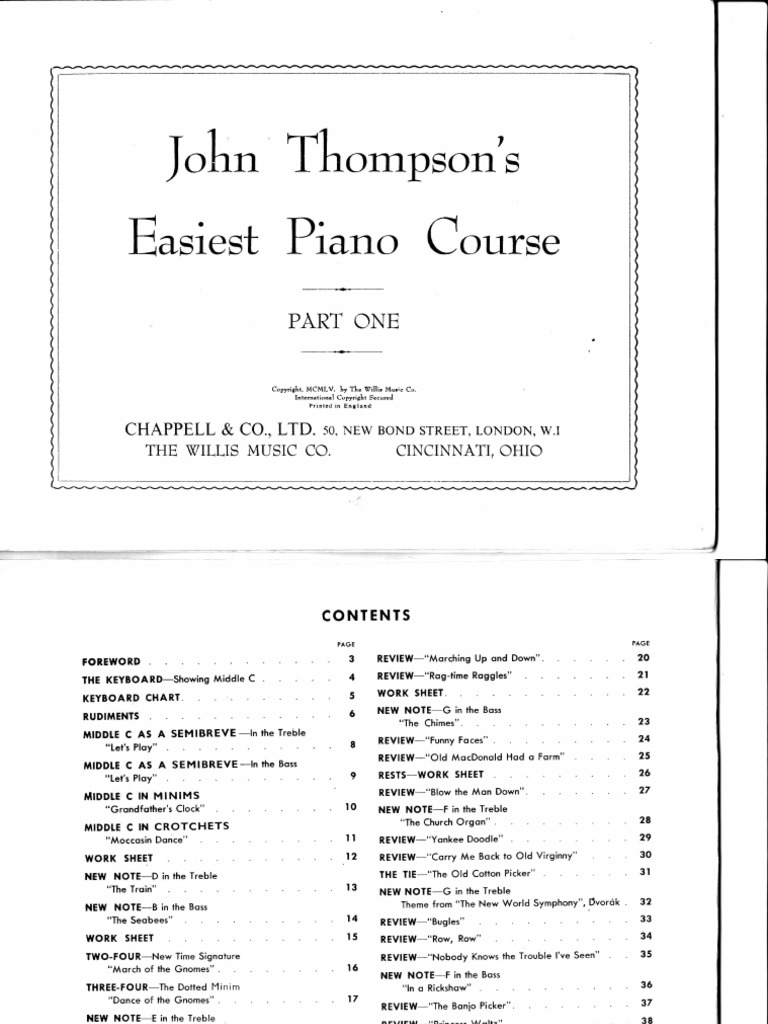 John Thompson Easiest Piano Course Part 1 1 PDF Poetics Musical Forms
