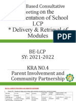 School Based Consultative Meeting: On The Implementation of School LCP Delivery & Retrieval of Modules