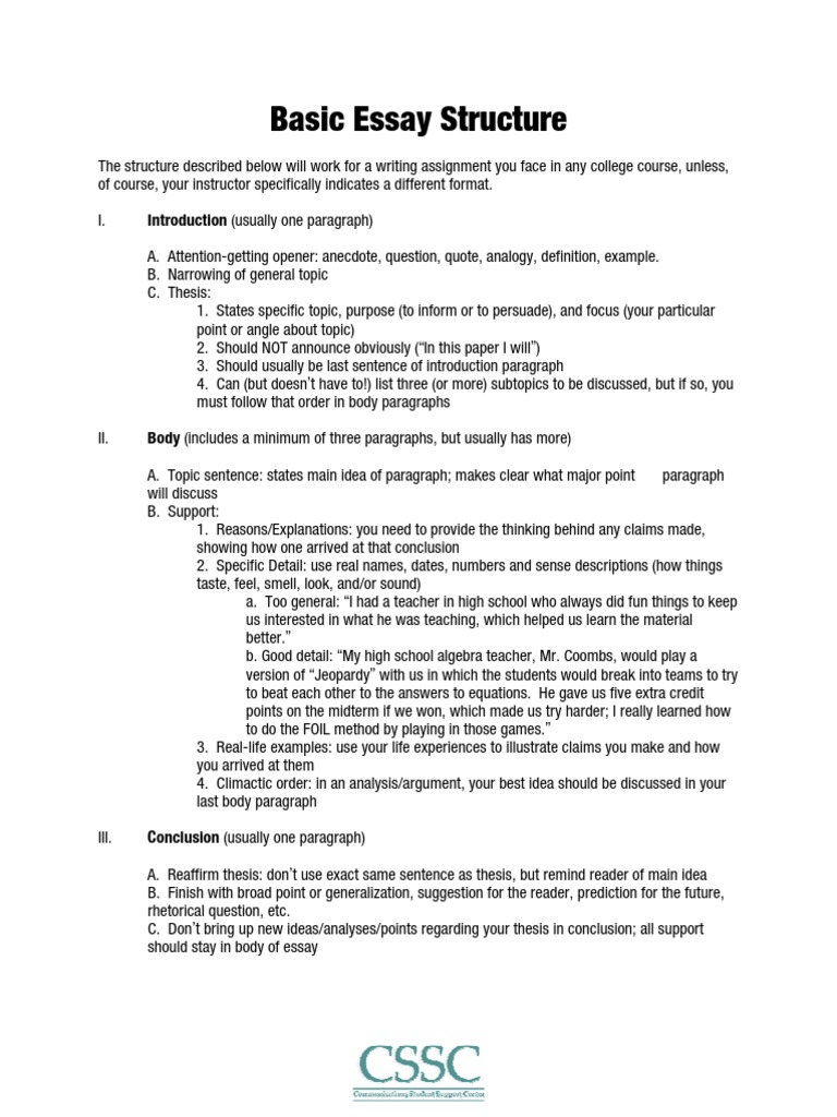 Basic Essay Structure | PDF | Essays | Thesis