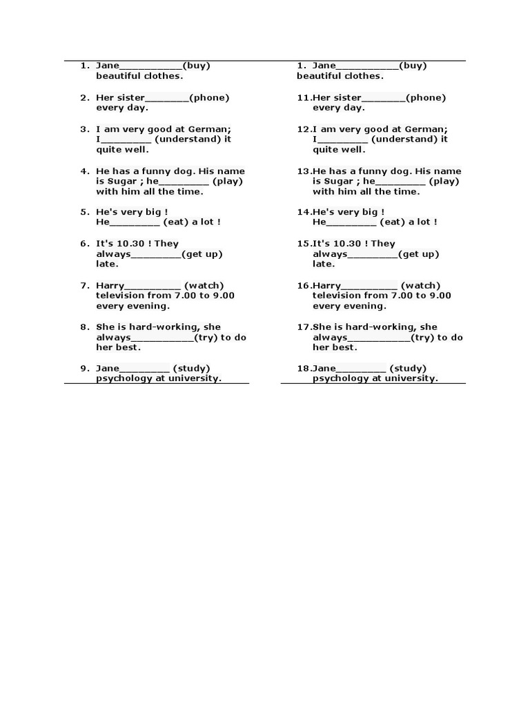 Simple Present Exer 1 | PDF | Language Arts & Discipline