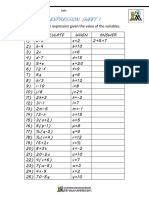 Calculate The Expression Sheet 1: Name Date