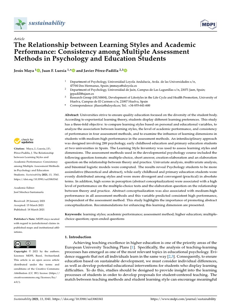 The Relationship Between Learning Styles and Academic Performance ...