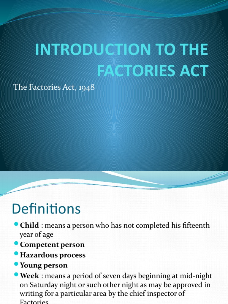 Introduction To The Factories Act | PDF | Business