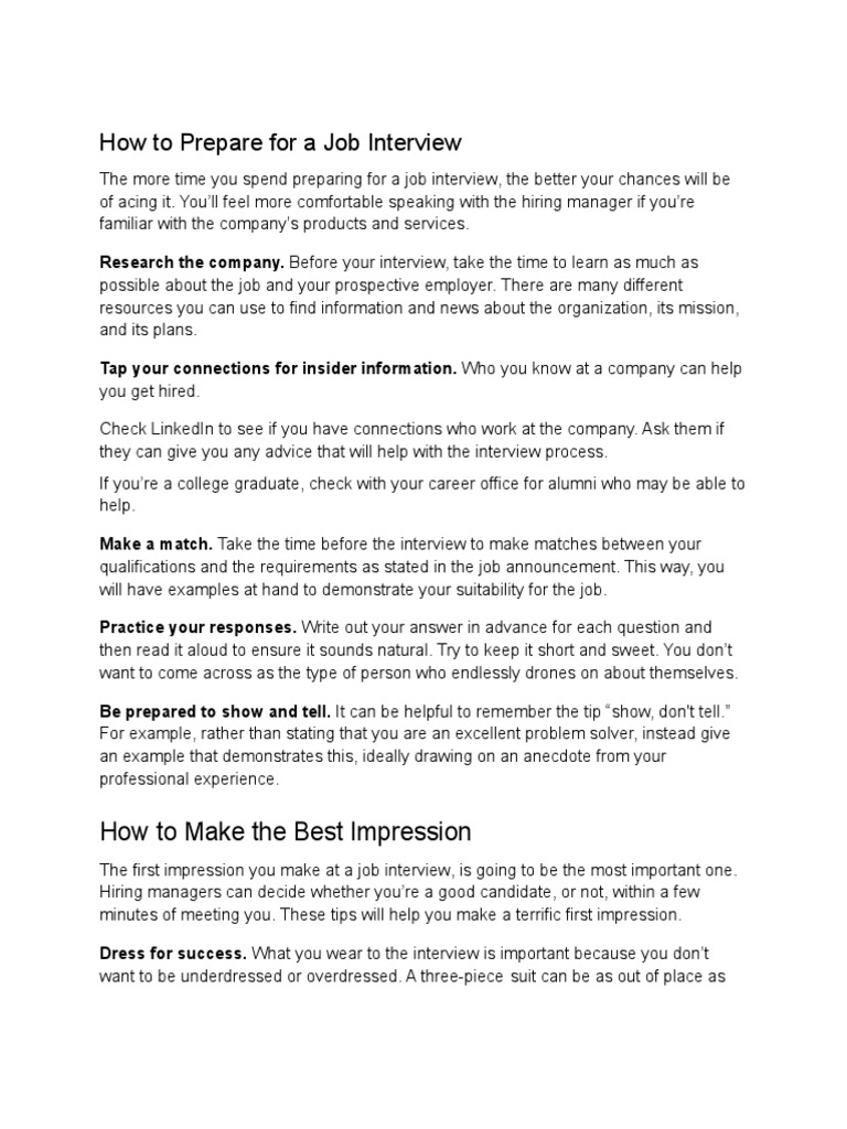 Job Interview Preparation Guide | PDF | Job Interview | Interview