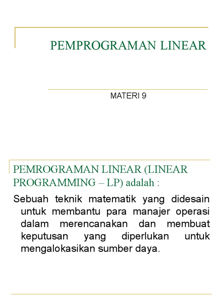 6 Pemrograman Linear | PDF