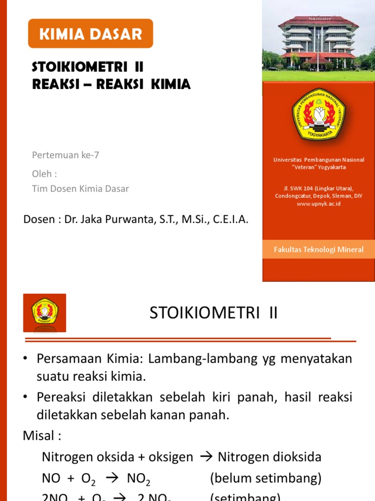 Stoikiometri dan Reaksi Kimia Dasar | PDF | Sains & Matematika