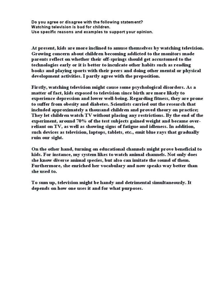 Do You Agree Or Disagree With The Following Statement Pdf