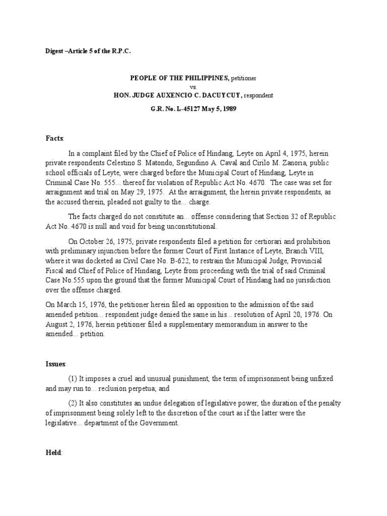 Digest - Article 5 of The R.P.C. | PDF | Discretion | State Court ...