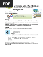 Worksheet in GE Math: Wk-4 Nature of Mathematics 1.2 The Fibonacci Sequence