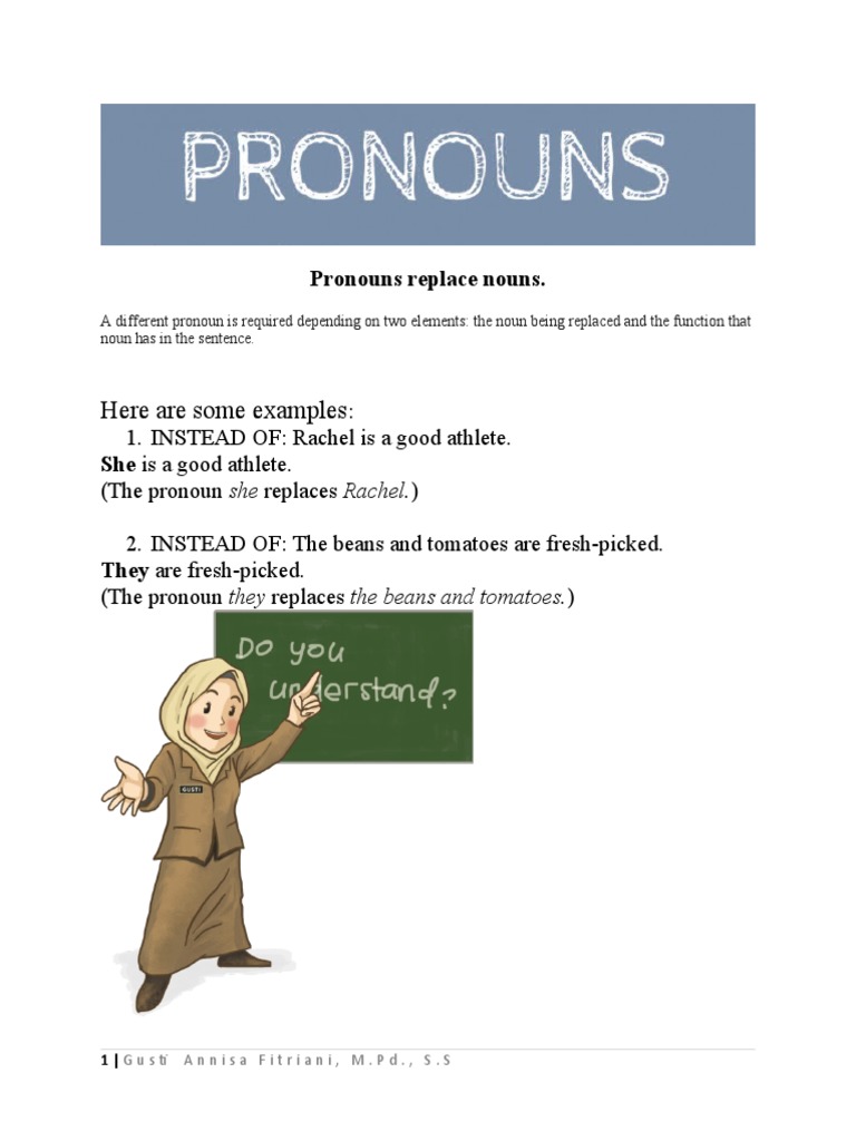 Here Are Some Examples Pronouns Replace Nouns PDF Pronoun