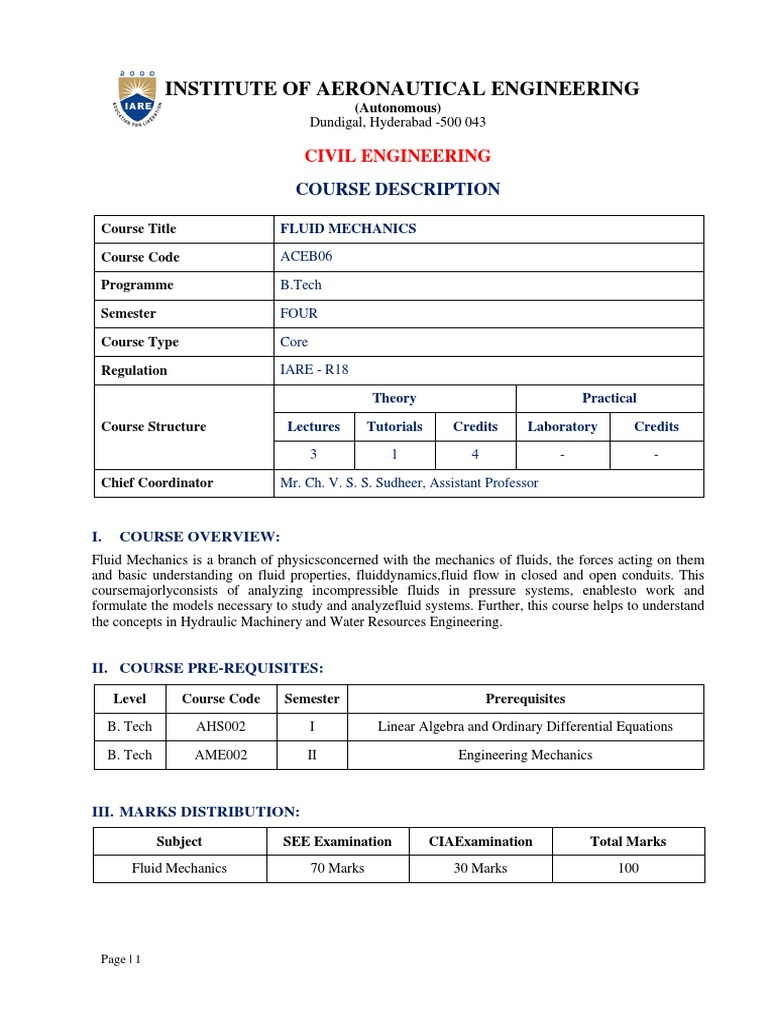 Understanding Fluid Properties and Applications A Course Description
