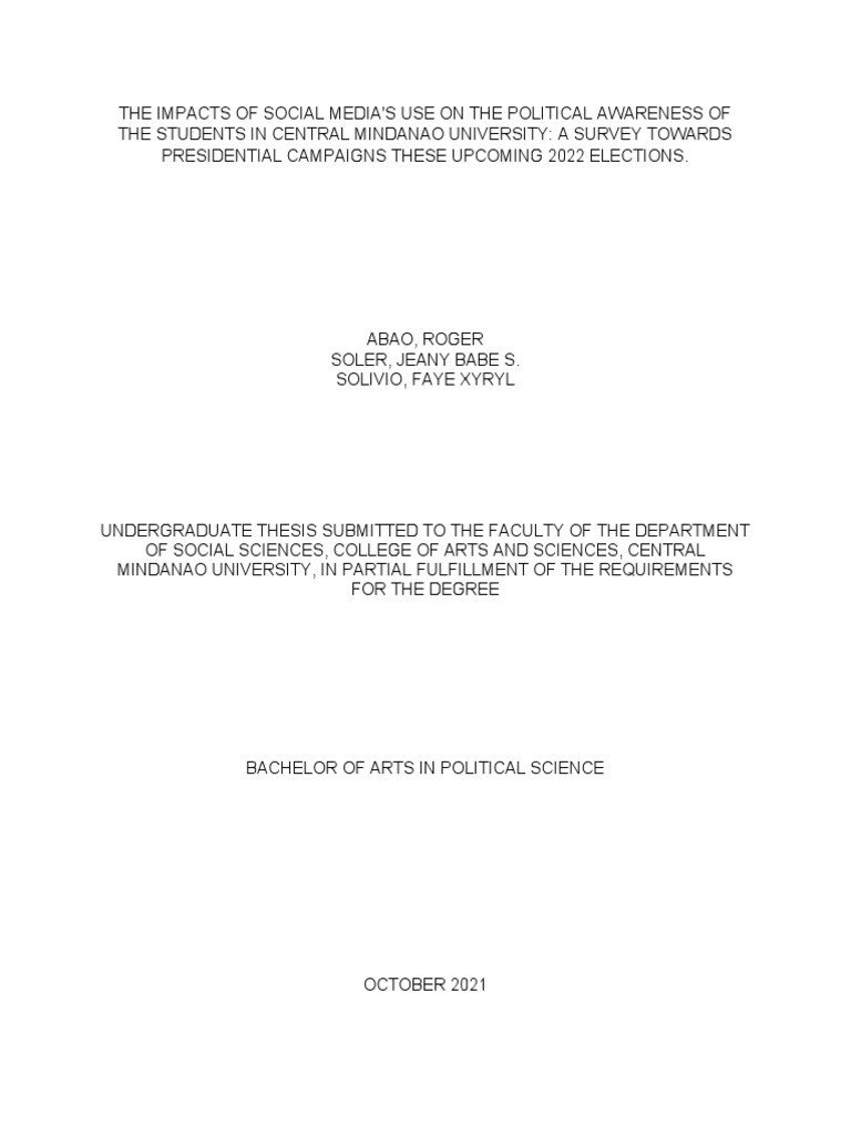 Social Media's Role in Student Political Awareness | PDF | Social Media ...
