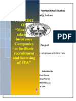 A Report ON "Measures Taken by Insurance Companies To Facilitate Recruitment and Licensing of FPA"