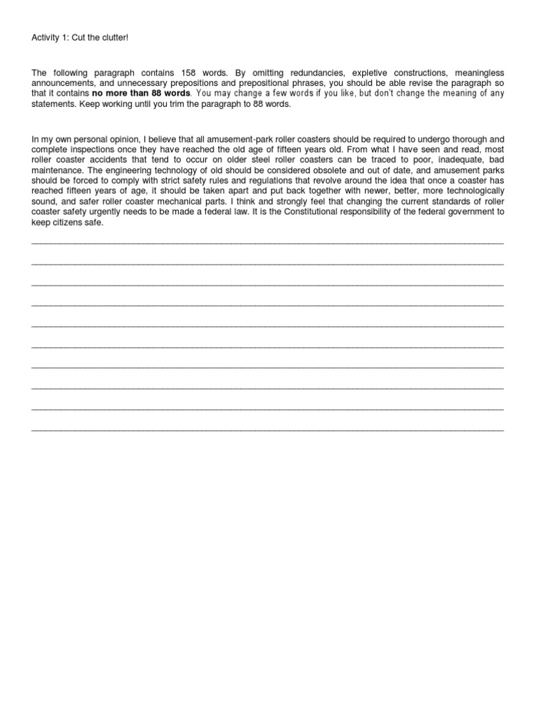 Activity 1 Cut The Clutter PDF