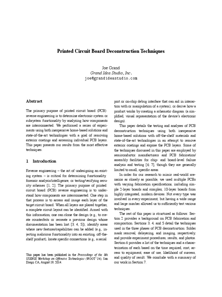 PCB Deconstruction Techniques Overview | PDF | Printed Circuit Board ...