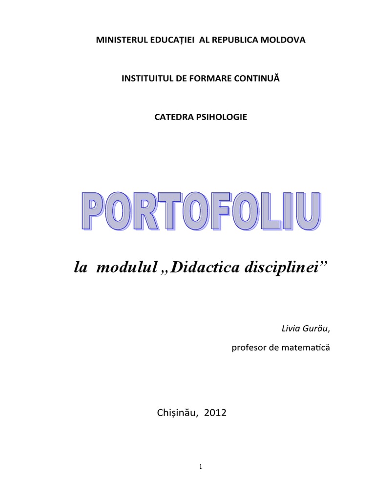 Model Foaie Titlu Portofoliu | PDF
