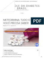 Metformina - Tudo o Que Você Precisa Saber! - Controle Da Diabetes Brasil