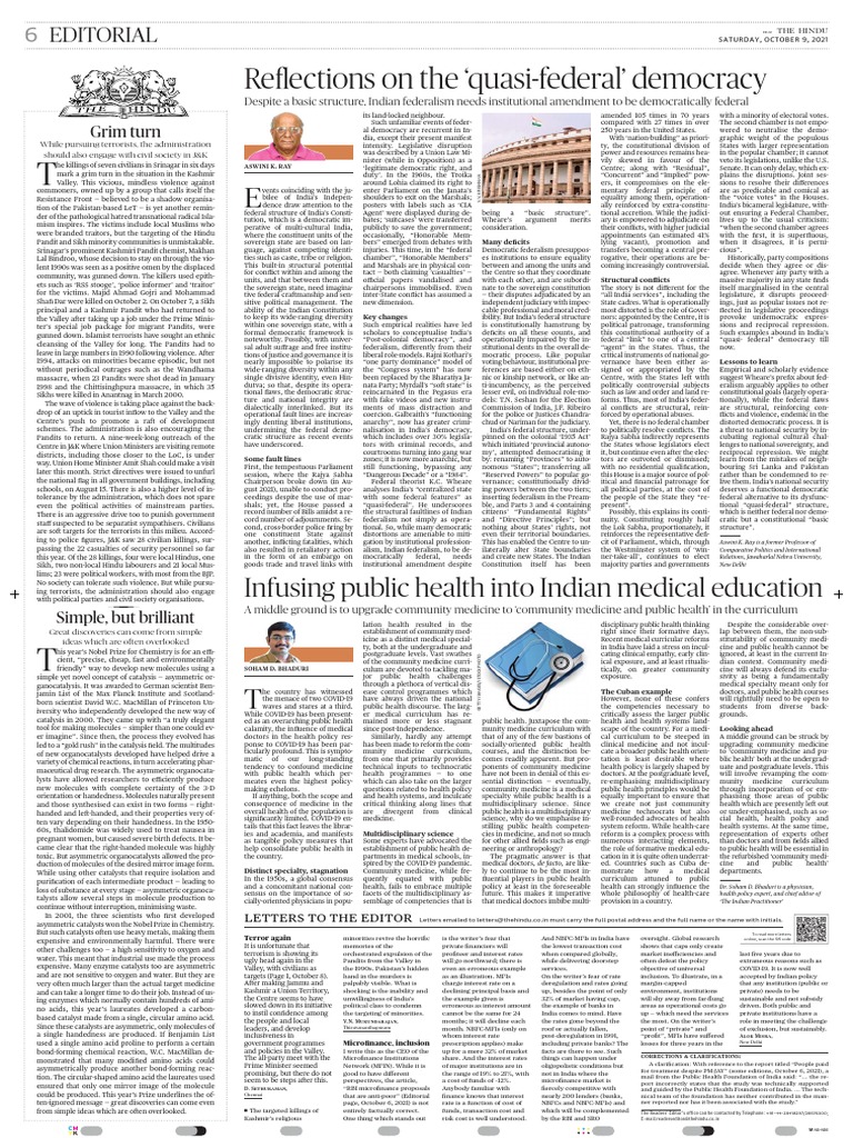 The Hindu Editorial PDF 09 October 2021 | PDF | Public Health | Democracy