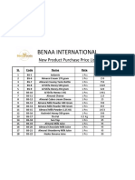 Benaa International: New Product Purchase Price List